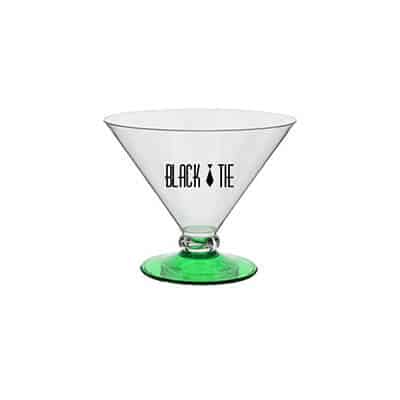 Acrylic green martini glass with custom logo in 10 ounces.