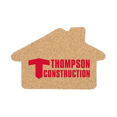 Cork house coaster with personalized brand.