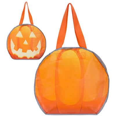 Polypropylene reflective halloween pumpkin tote blank.