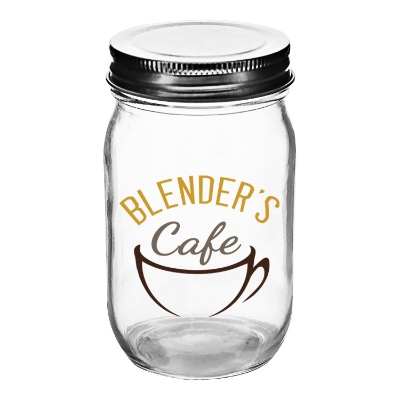 Clear mason jar with full color logo.