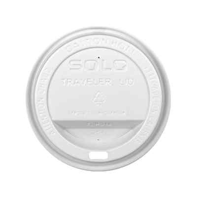 White sipper lid blank fits 10 ounce to 20 ounce paper cup.