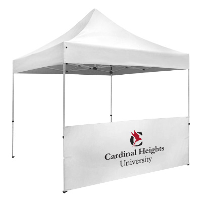 Full-color 10-ft. tent half wall with custom imprint.