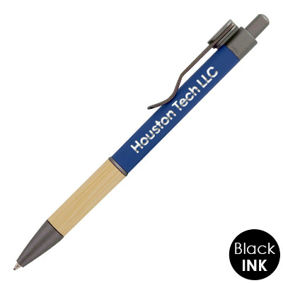 Bamboo grip pen with custom engraved logo.