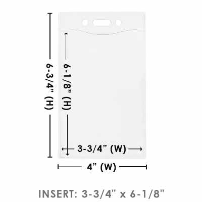 4 inch by 6.75 inch clear vertical badge pouch.