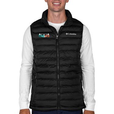 Embroidered custom black mens vest.