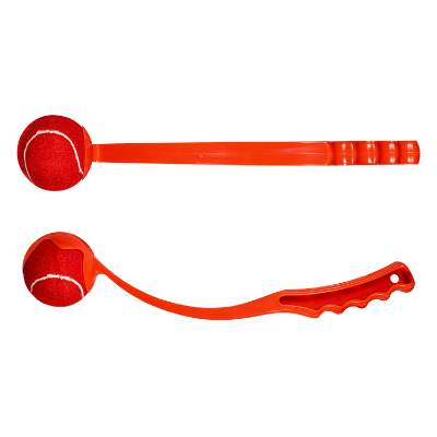 Red tennis ball thrower blank.