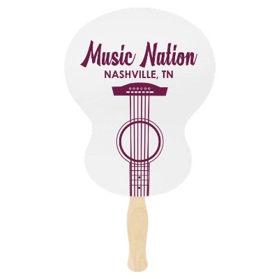 White paper hand fan with a personalized imprint