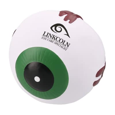 Foam eyeball stress ball logoed with imprint.