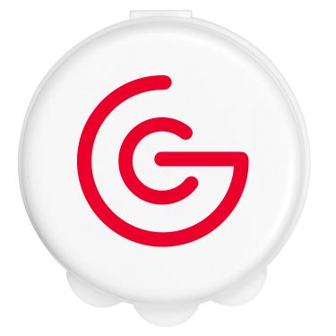 Plastic white pill box with a customizable imprint.