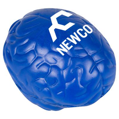 White foam squishy with a customized logo.
