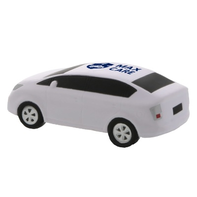 White foam stress ball with a custom logo.