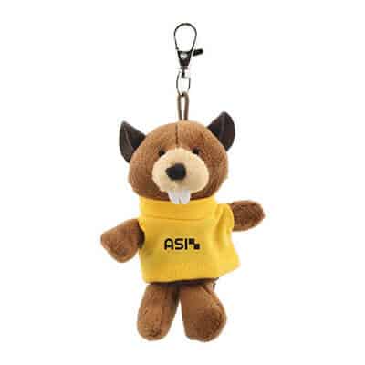 Plush and cotton yellow wild bunch key tag beaver with custom logo.