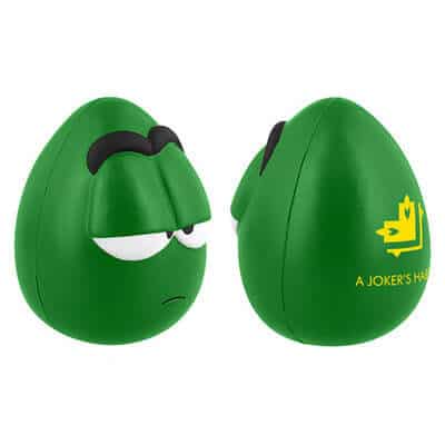 Foam bored maniac wobbler stress ball branded logo.