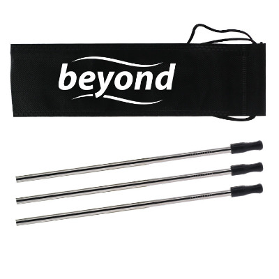 Custom black 3 pack stainless steel straw kit.