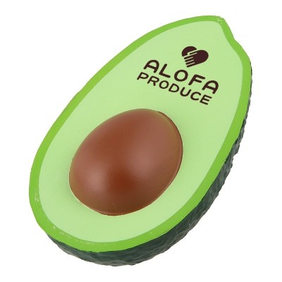 Green foam stress ball with a custom logo.