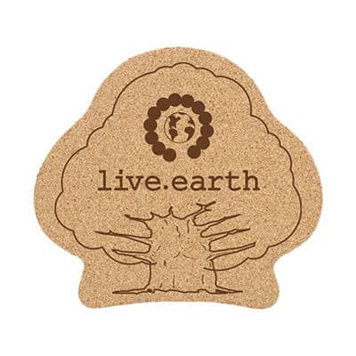 Large cork tree coaster with logoed printing.