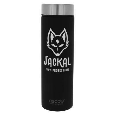 Silver bottle with custom logo.