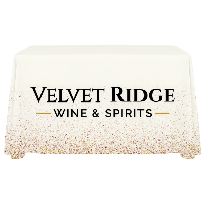 4 foot polyester table throw full color all over imprint.
