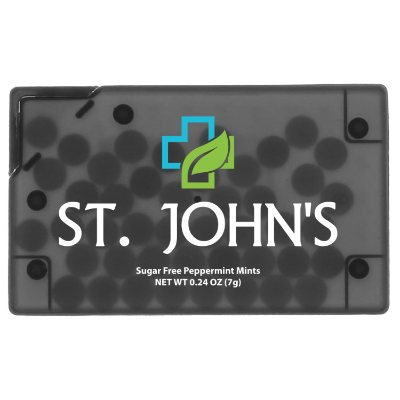 Translucent black full color rectangle credit card mints imprinted.
