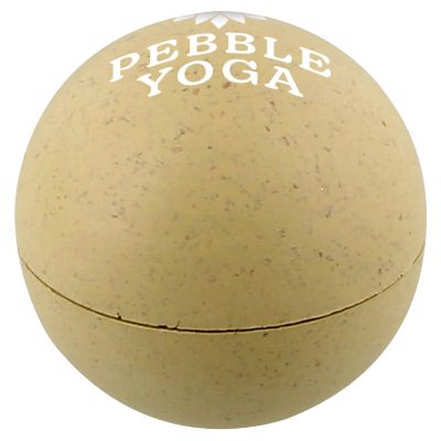 Natural plastic lip balm with a personalized imprint.