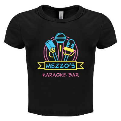 Solid black blend tee with custom full color logo.