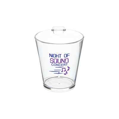 Arcylic clear shot glass with custom full-color imprint in 1.5 ounces.
