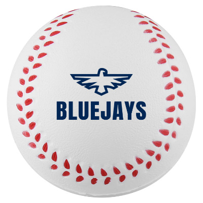 Polyurethane foam white stress ball with a custom logo.