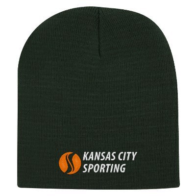 Black embroidered knit beanie