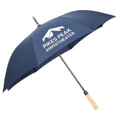 Navy shed rain auto open bamboo stick umbrella with personalized logo.