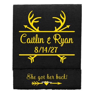Black paper matchbook with a personalized imprint.