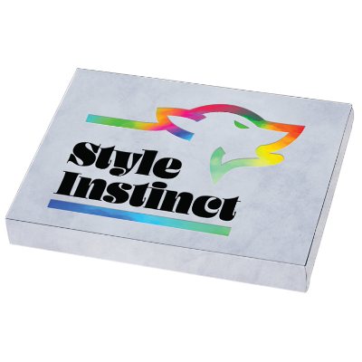 White custom full color greeting card box with microwave popcorn.