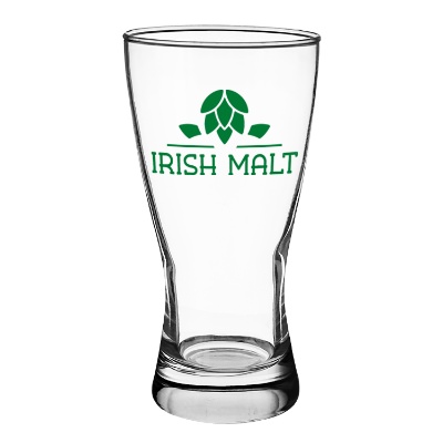 Clear pilsner with custom logo.