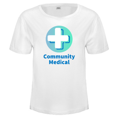 White womens t-shirt with full color logo.