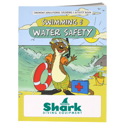 Multicolored paper coloring book with a custom imprint.