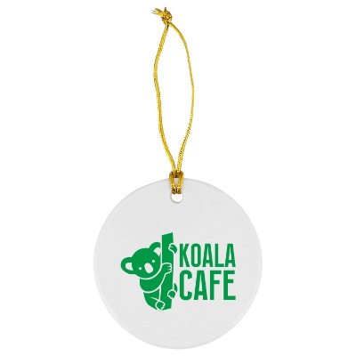 White ceramic ornament with a personalized imprint