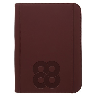 Brown ultrahyde zippered padfolio with custom logo.