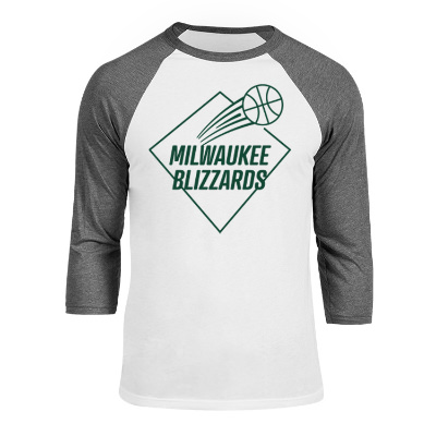 Custom white with heather olive 3/4 sleeve baseball tee with logo.