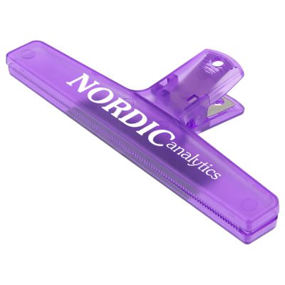 Plastic translucent green wide magnet chip clip with imprint.