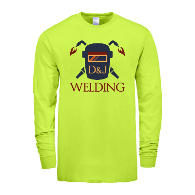 personalized tall long sleeve safety green t-shirt with imprint.