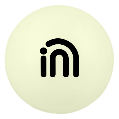 Glow in the dark ping pong ball with a branded logo.