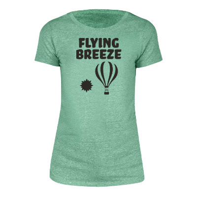 Customized ladies' green tri-blend t-shirt with logo.