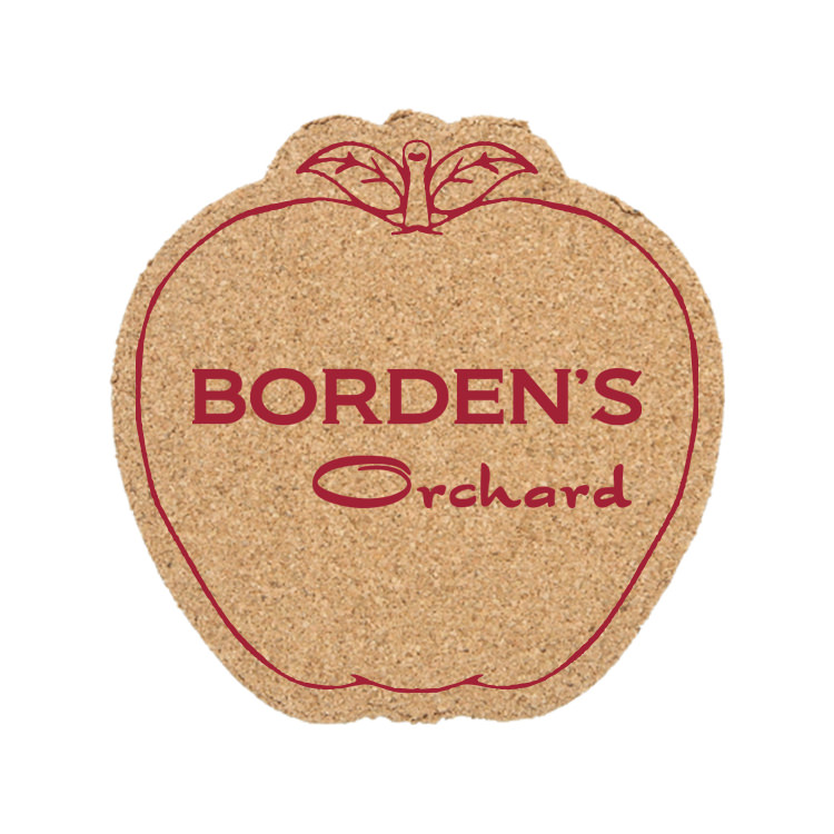 Cork 4 inches apple cork coaster with printed logo.