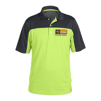 Embroidered personalized safety yellow with carbon men's performance polo