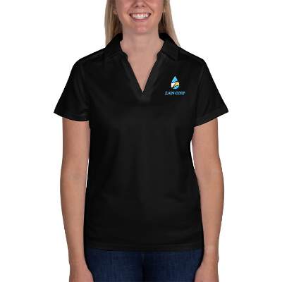 Custom black embroidered ladies' freestyle polo