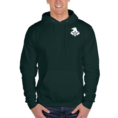 Green custom imprinted sweatshirt.