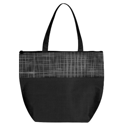 Blank black polypropylene crosshatch cooler bag.