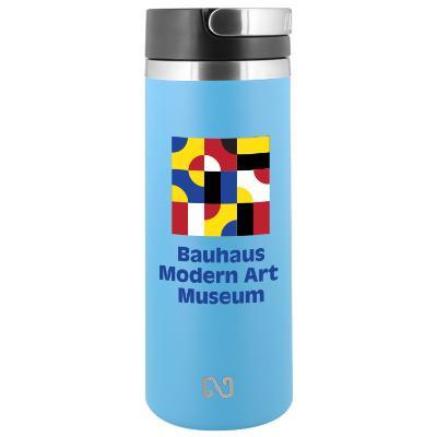 Stainless white water bottle with custom full color imprint in 18 oz.