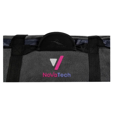 Embroidered gray picnic blanket with personalized logo