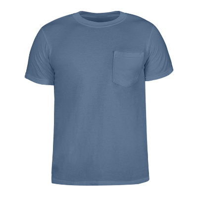 Plain blue jean pocket t-shirt.