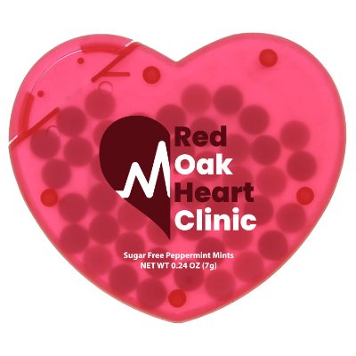Customized translucent red full color heart shaped credit card mints.